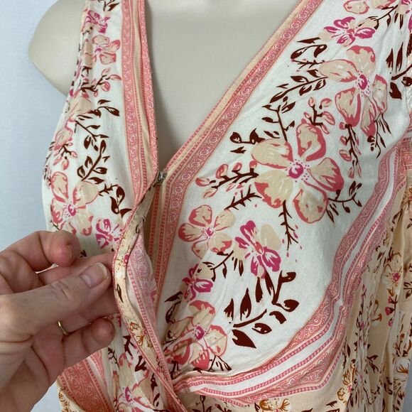 Umgee Tunic Dress Womens Medium Ditsy Floral Mock Wrap Romantic Boho Cottagecore - Picture 4 of 14